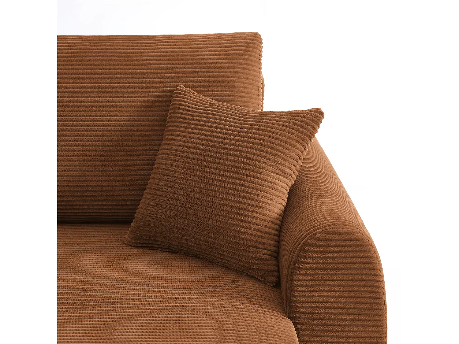 Canapé d'angle réversible convertible velours côtelé 4 places terracotta KALYS