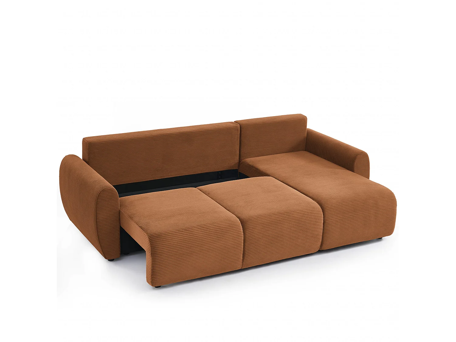 Canapé d'angle réversible convertible velours côtelé 4 places terracotta KALYS