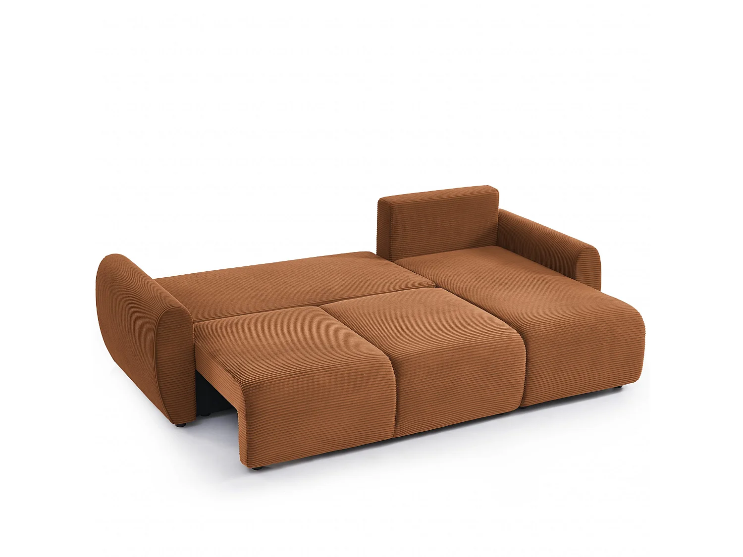 Canapé d'angle réversible convertible velours côtelé 4 places terracotta KALYS