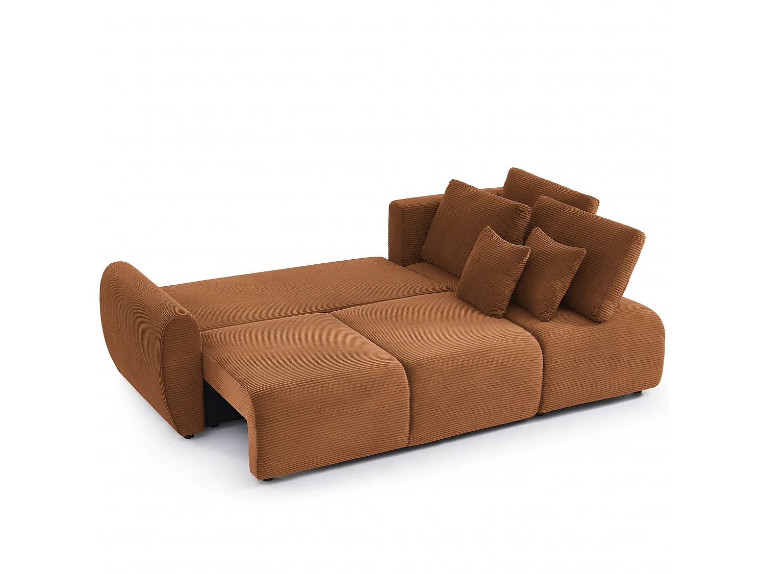 Canapé d'angle réversible convertible velours côtelé 4 places terracotta KALYS