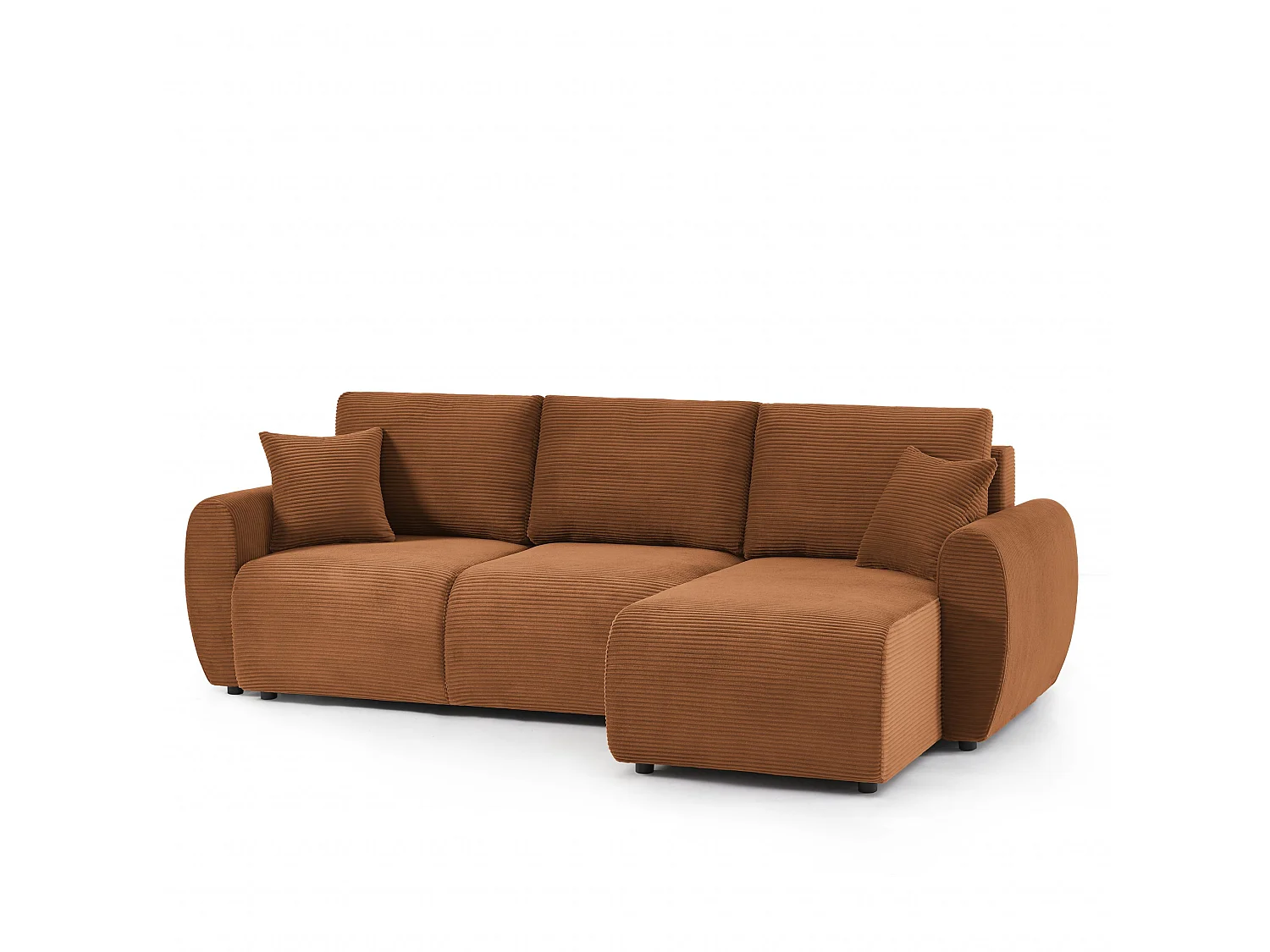Canapé d'angle réversible convertible velours côtelé 4 places terracotta KALYS