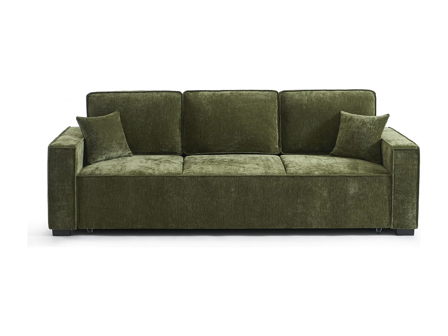 Canapé droit convertible tissu 3 places vert ORYON