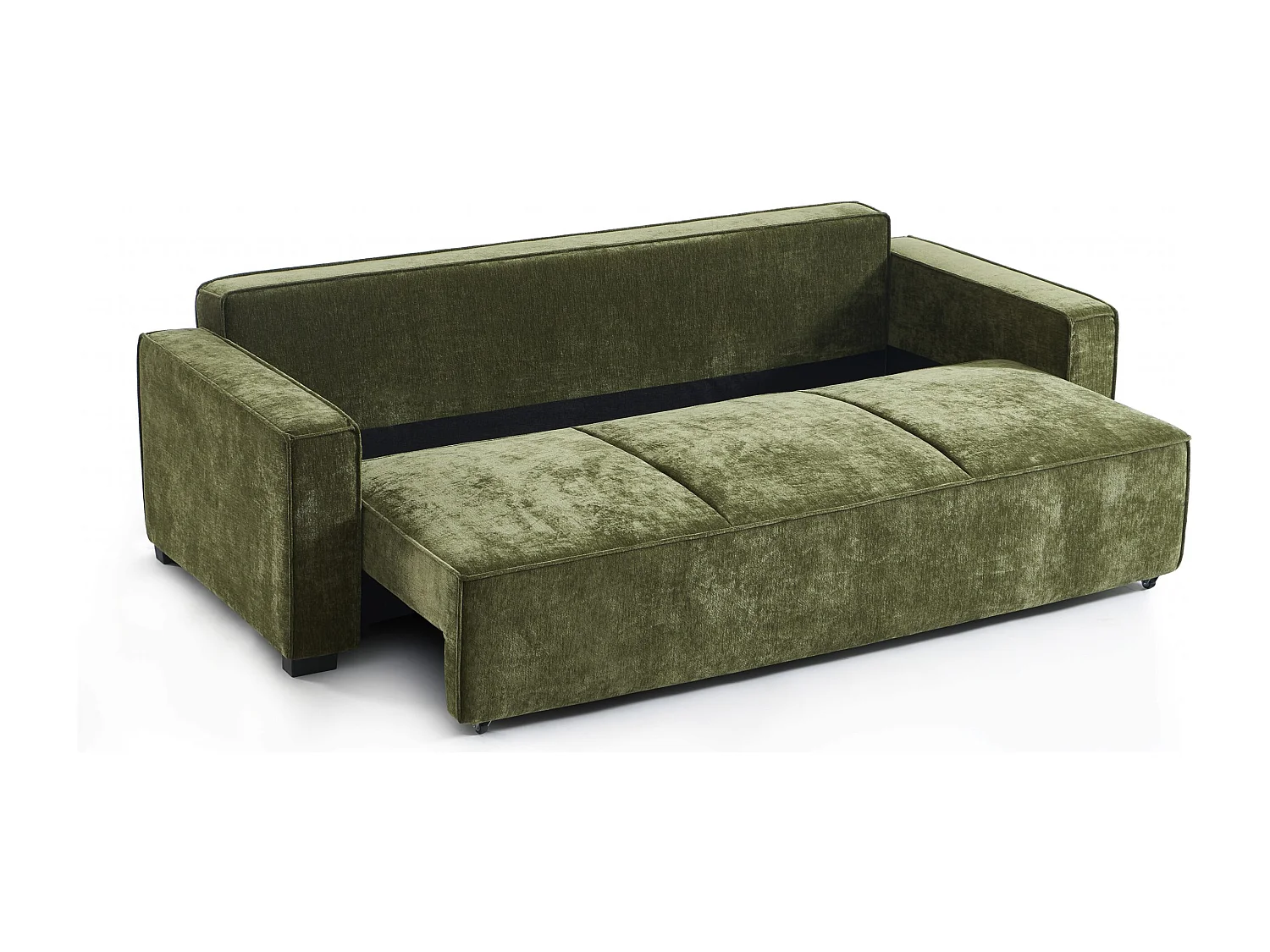 Canapé droit convertible tissu 3 places vert ORYON