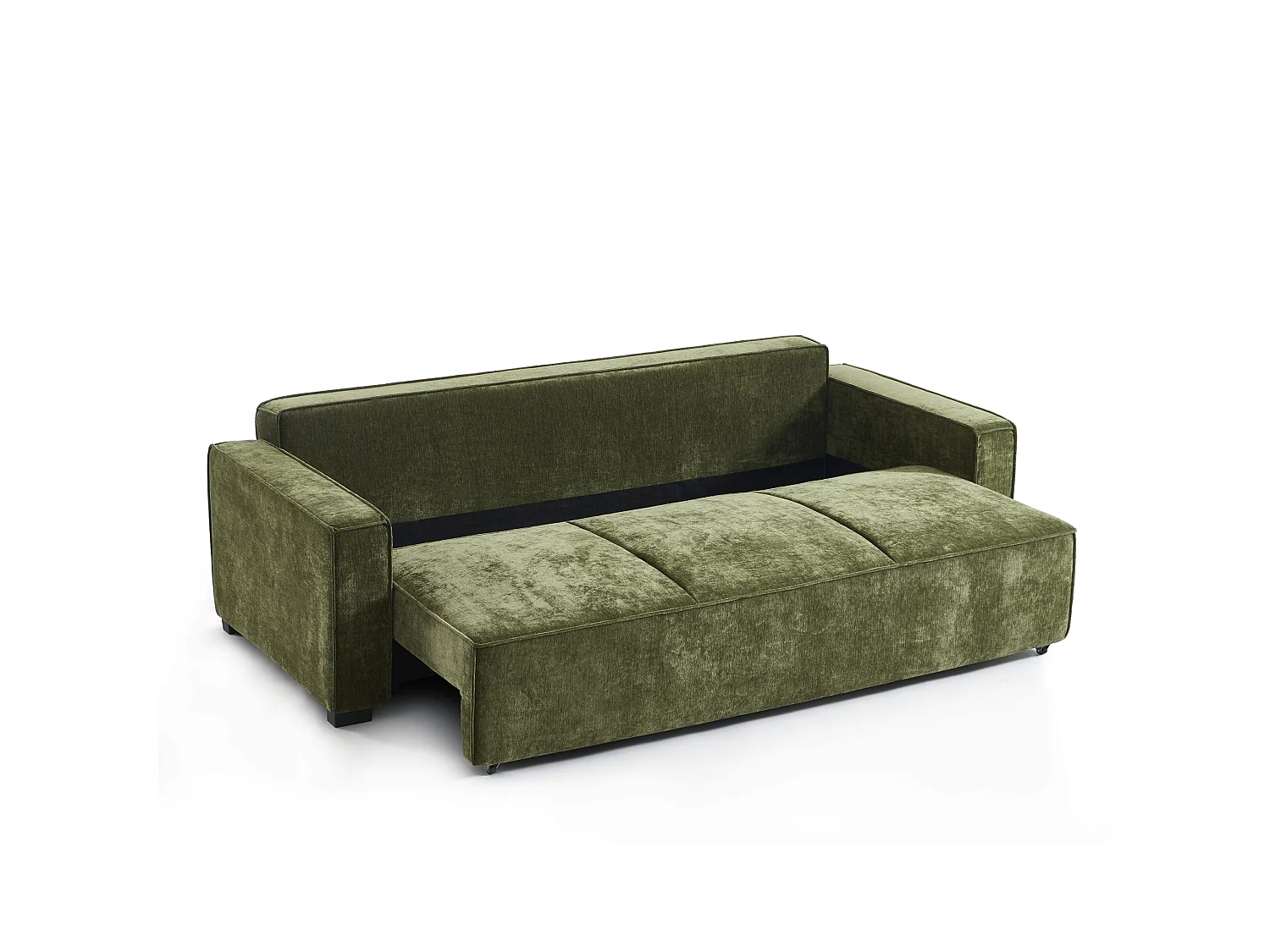 Canapé droit convertible tissu 3 places vert ORYON