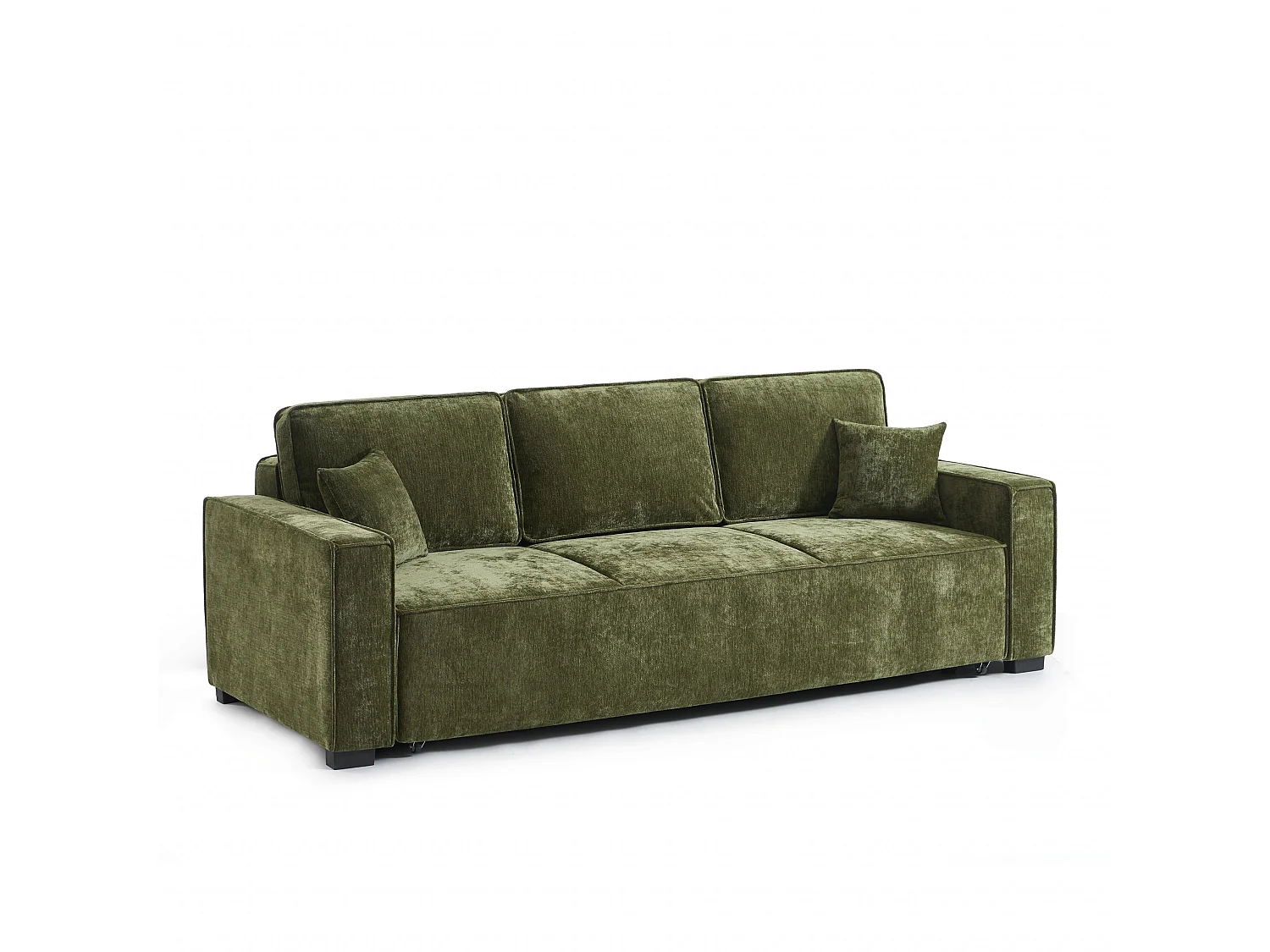 Canapé droit convertible tissu 3 places vert ORYON