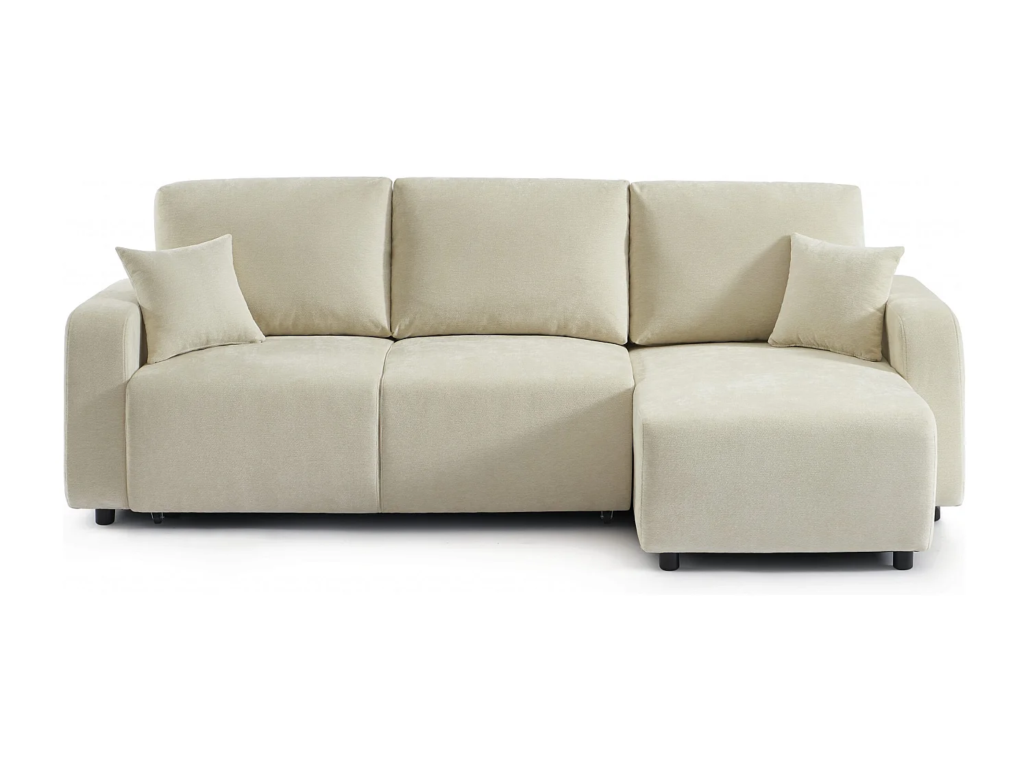 Canapé d'angle réversible convertible tissu 4 places beige KYRON