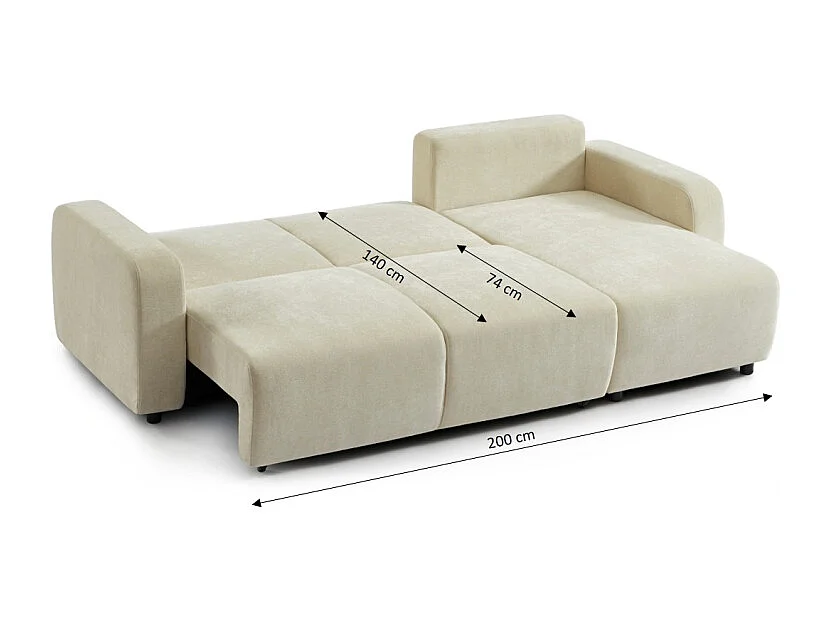 Canapé d'angle réversible convertible tissu 4 places beige KYRON