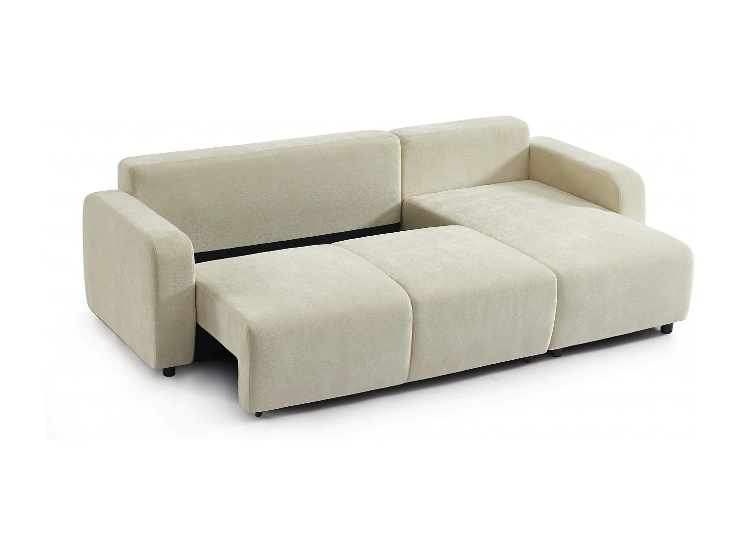 Canapé d'angle réversible convertible tissu 4 places beige KYRON