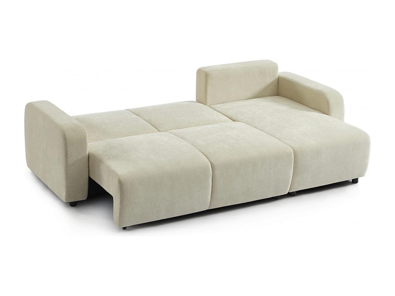 Canapé d'angle réversible convertible tissu 4 places beige KYRON