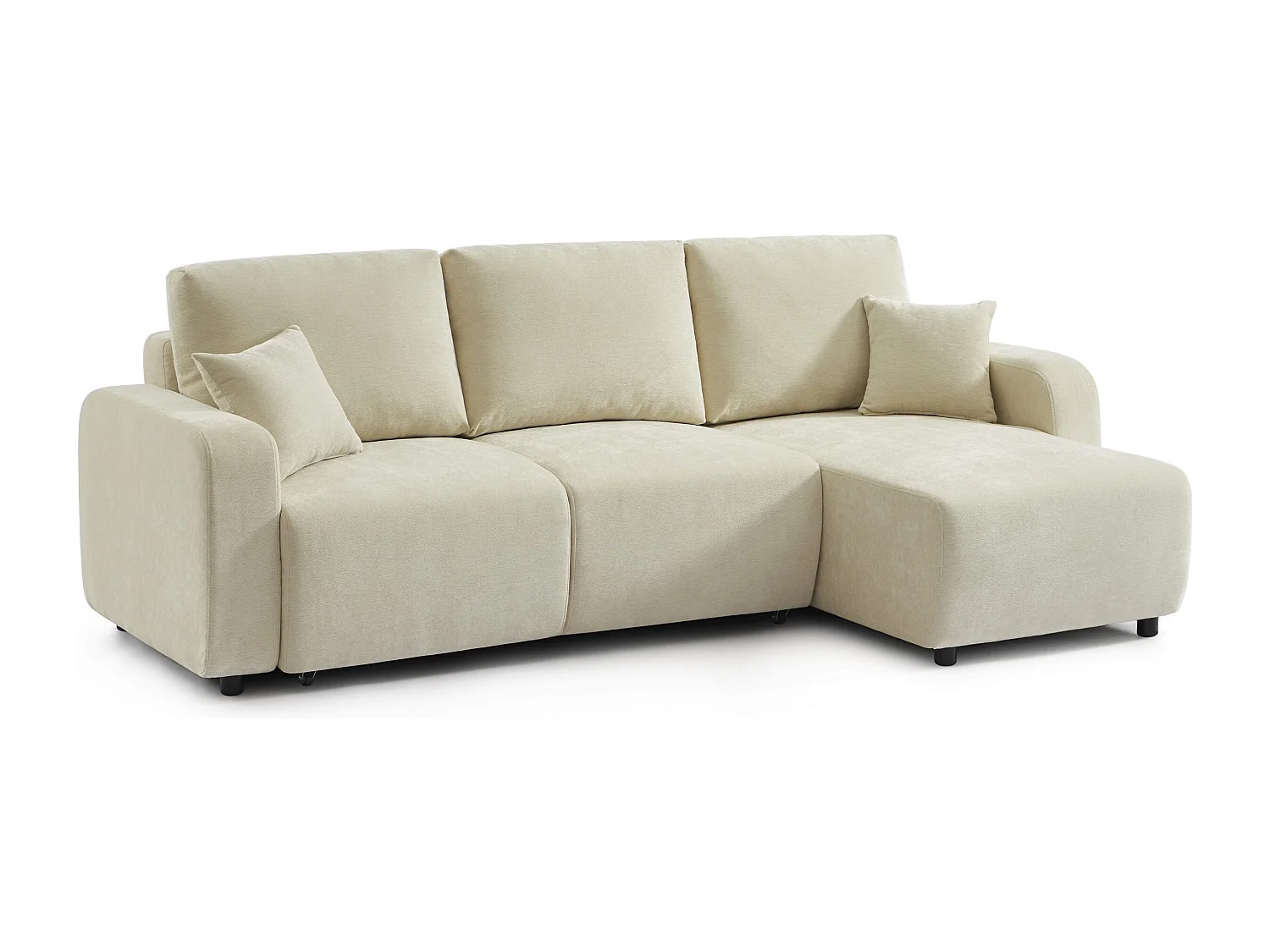 Canapé d'angle réversible convertible tissu 4 places beige KYRON