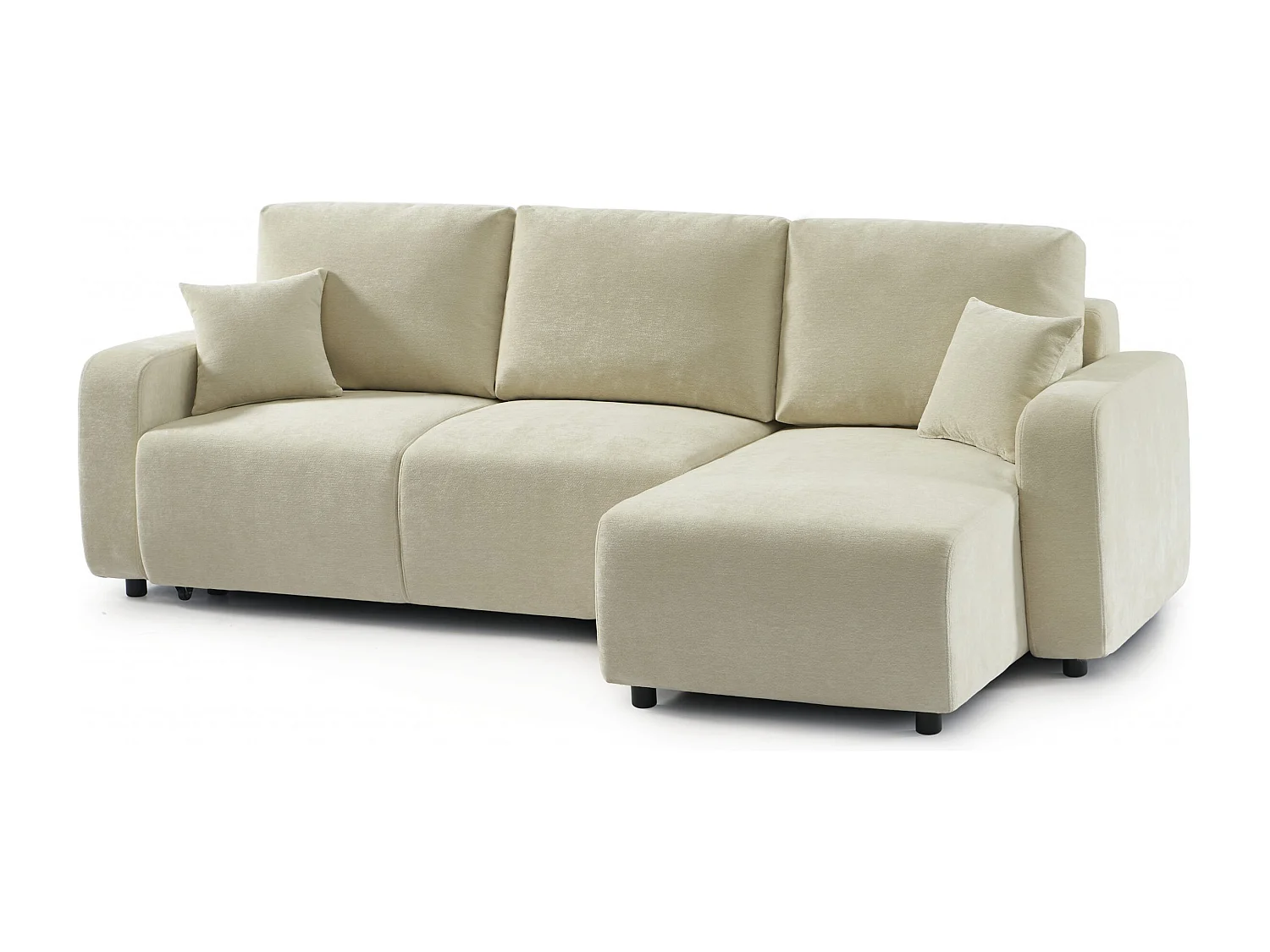 Canapé d'angle réversible convertible tissu 4 places beige KYRON