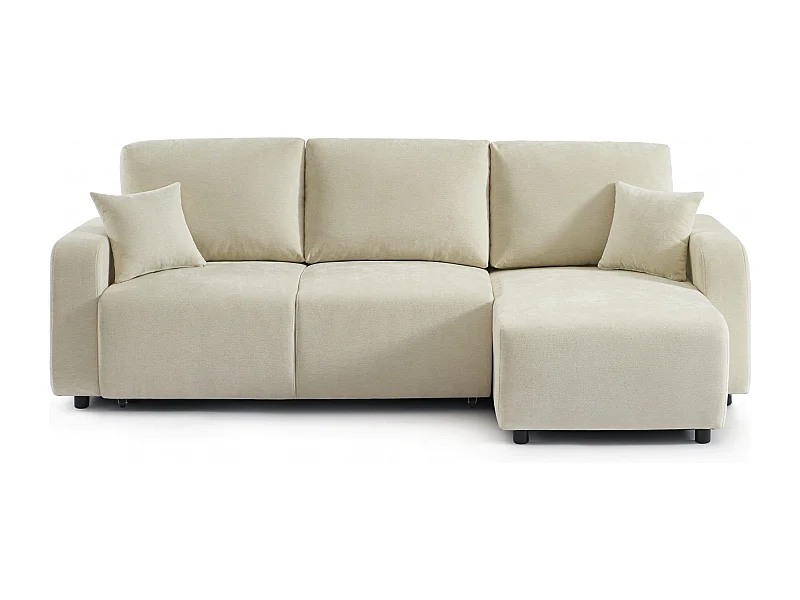 Canapé d'angle réversible convertible tissu 4 places beige KYRON