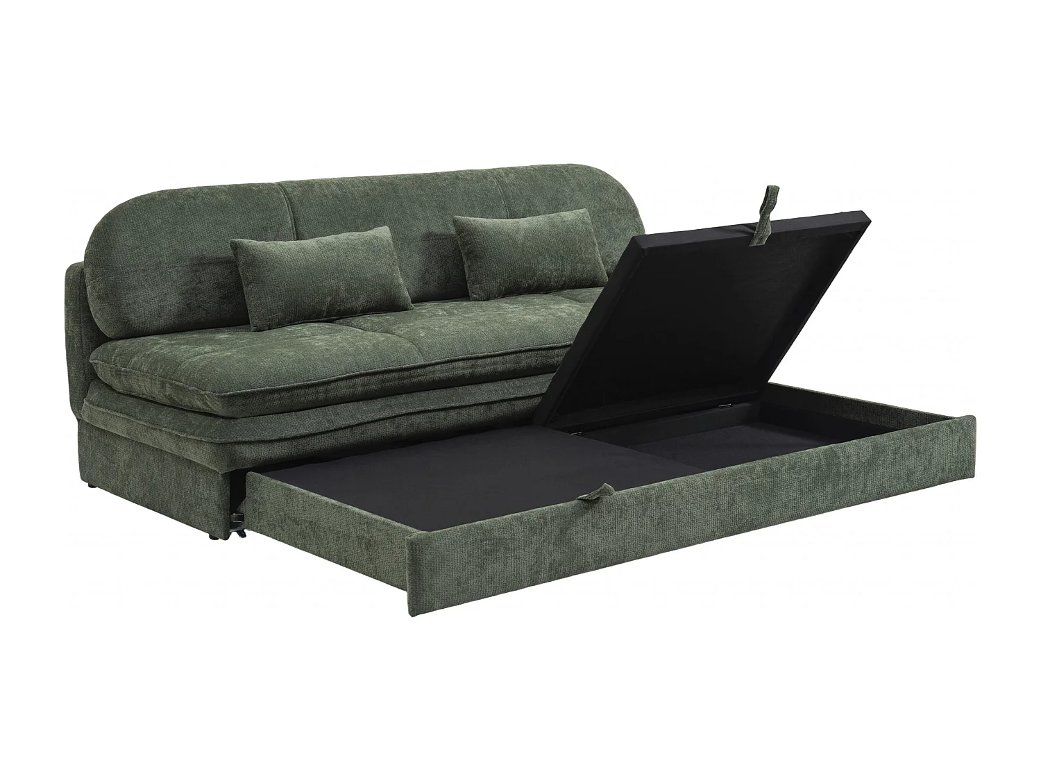 Canapé droit convertible tissu 3 places vert MYNORA