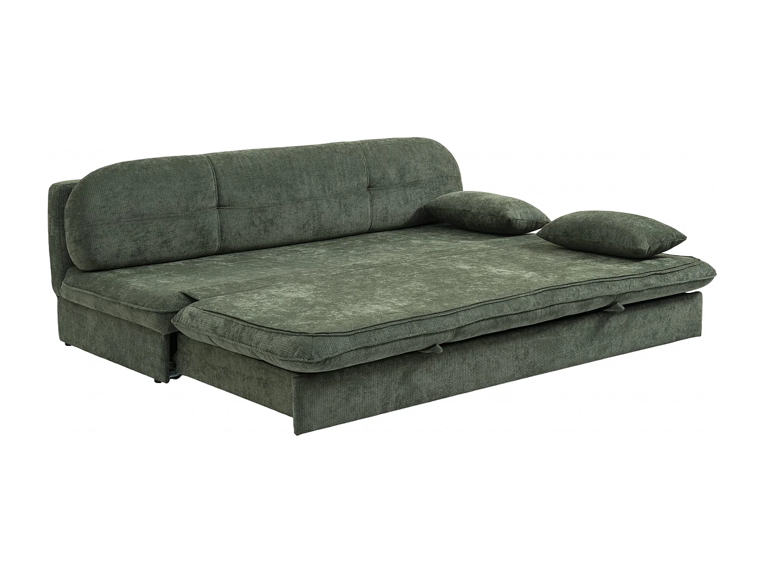 Canapé droit convertible tissu 3 places vert MYNORA