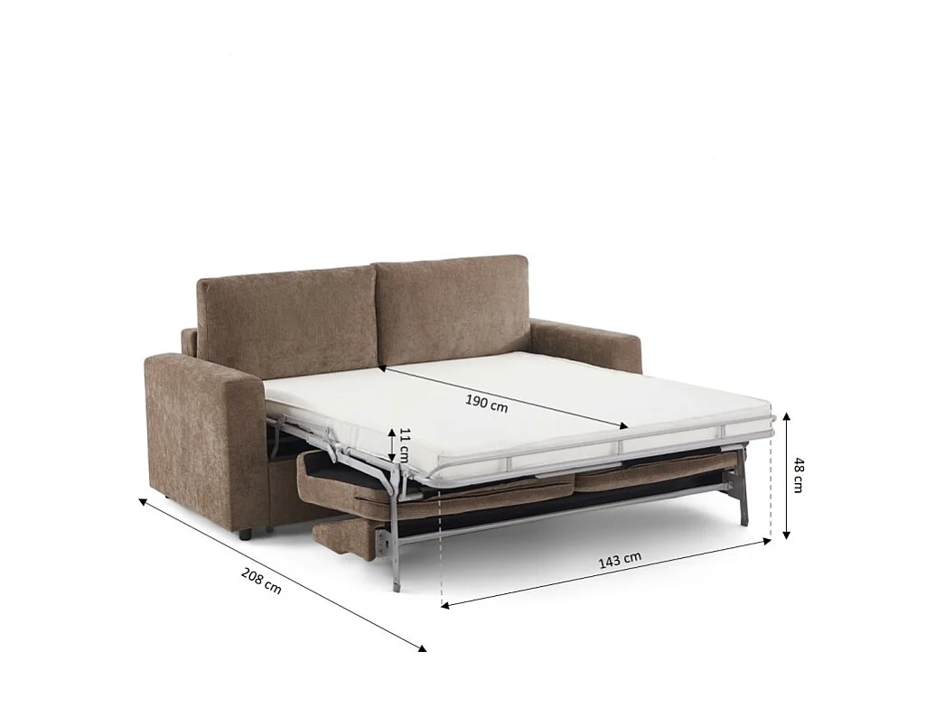Canapé droit convertible tissu 3 places marron ZAYEN