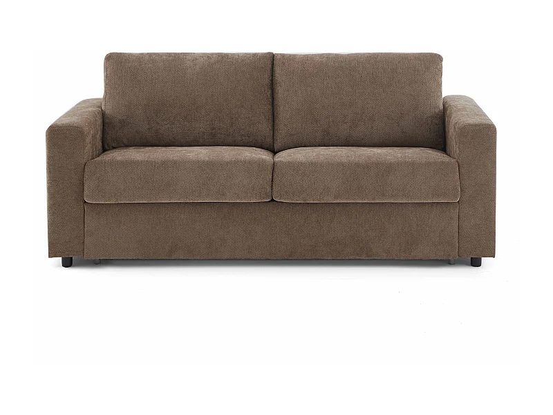 Canapé droit convertible tissu 3 places marron ZAYEN