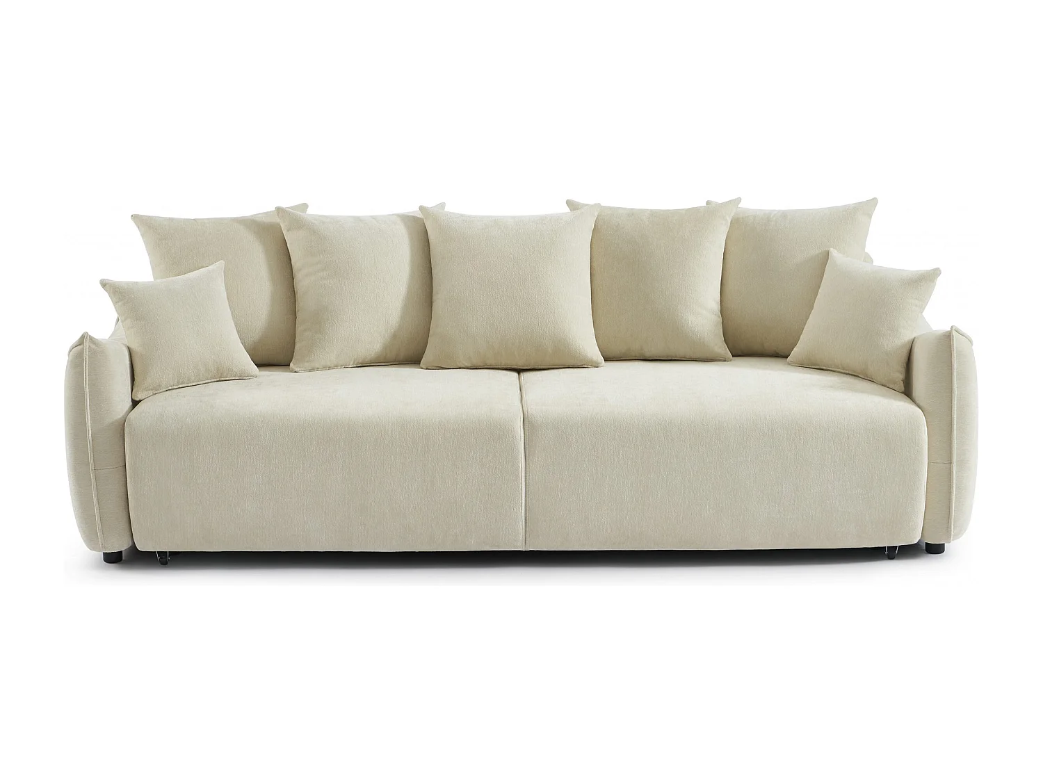 Canapé droit convertible tissu 3 places beige LYORA