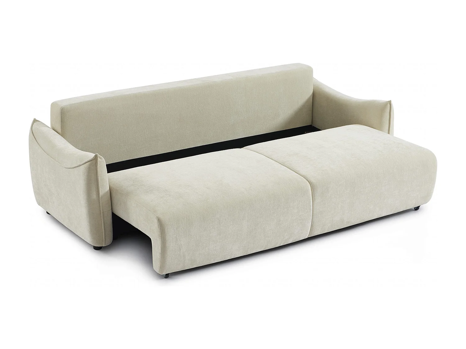 Canapé droit convertible tissu 3 places beige LYORA