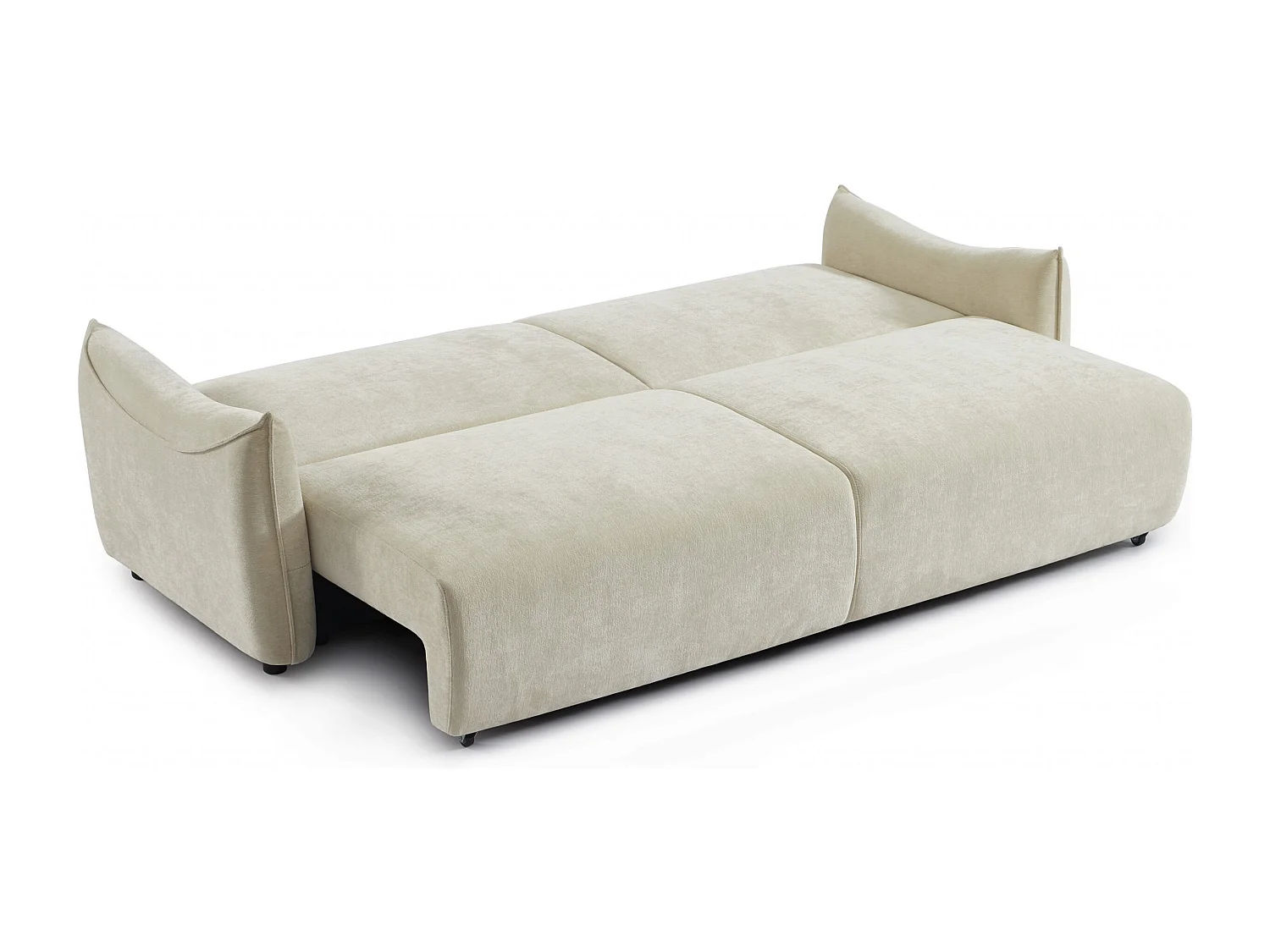 Canapé droit convertible tissu 3 places beige LYORA