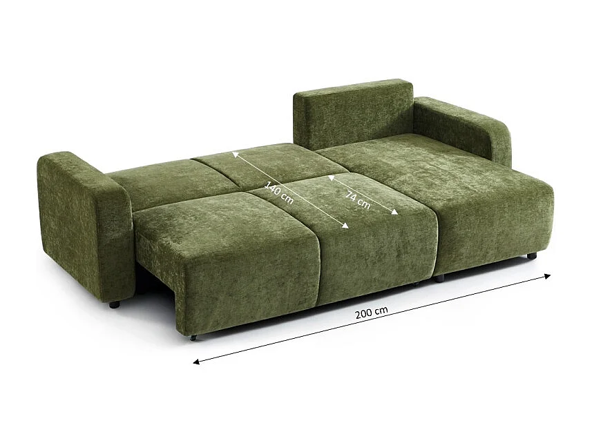 Canapé d'angle réversible convertible tissu 4 places vert KYRON