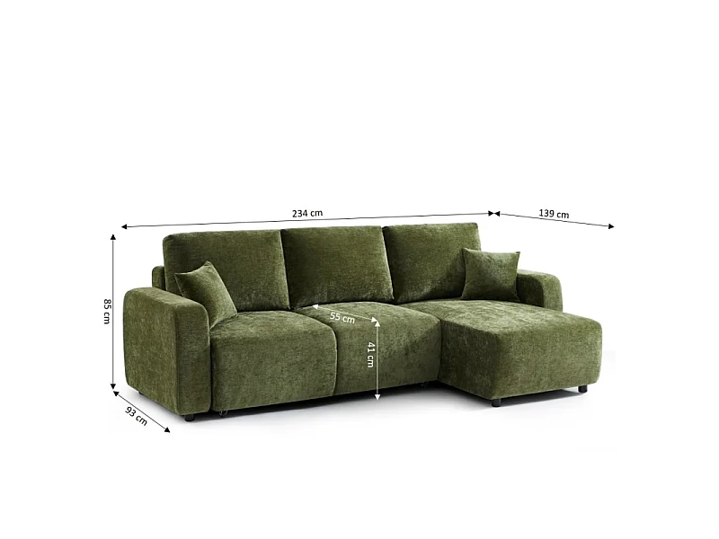 Canapé d'angle réversible convertible tissu 4 places vert KYRON