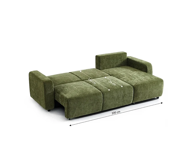 Canapé d'angle réversible convertible tissu 4 places vert KYRON