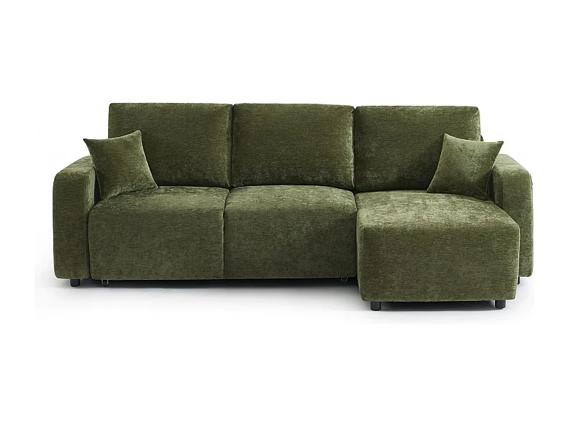 Canapé d'angle réversible convertible tissu 4 places vert KYRON