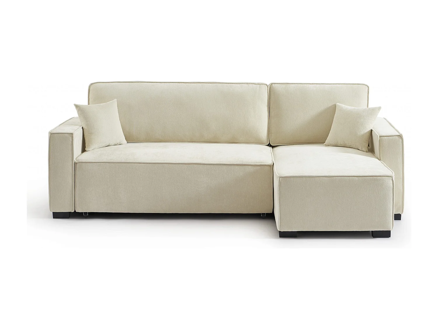 Canapé d'angle réversible convertible tissu 4 places beige ORYON