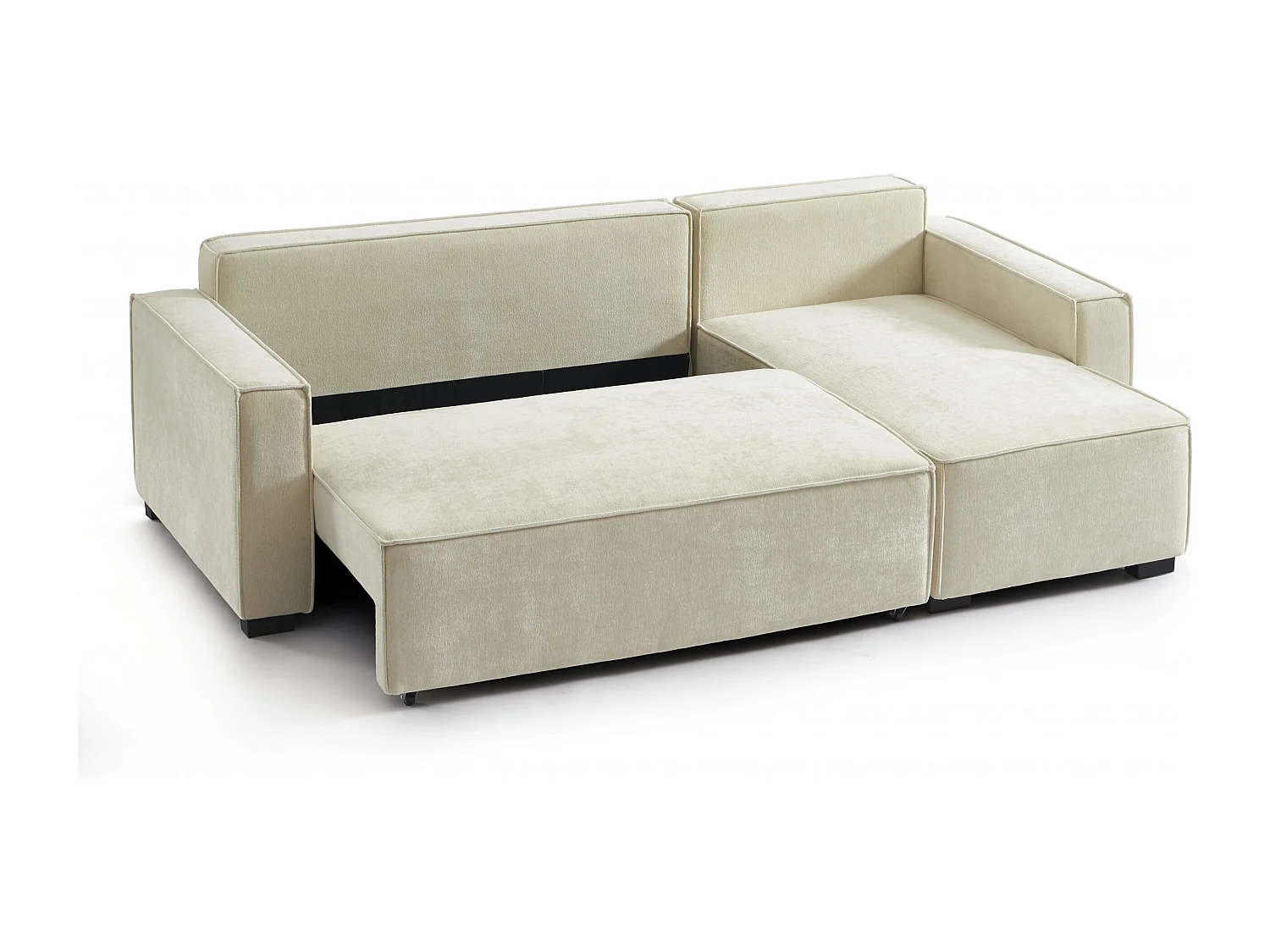 Canapé d'angle réversible convertible tissu 4 places beige ORYON