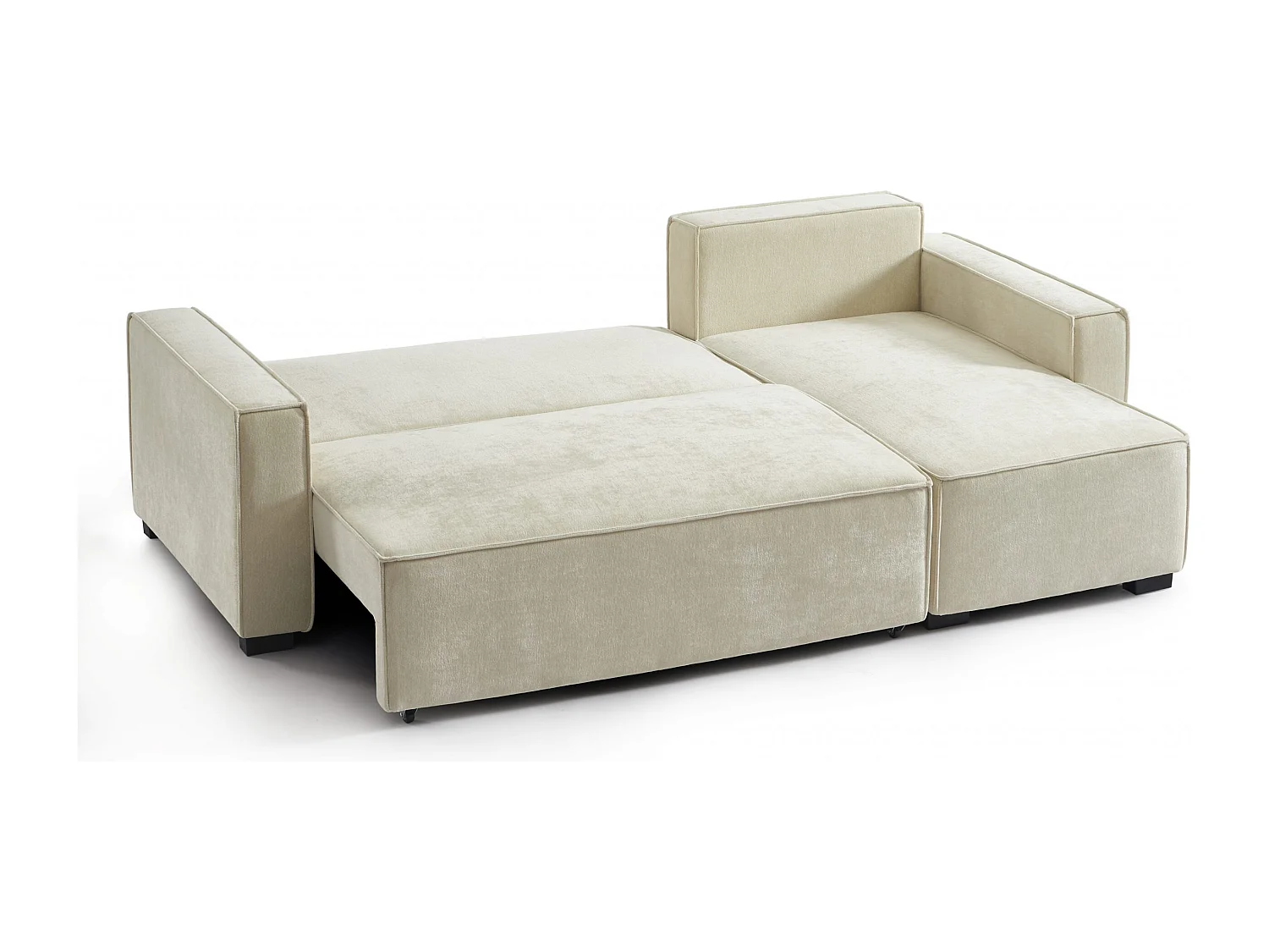 Canapé d'angle réversible convertible tissu 4 places beige ORYON