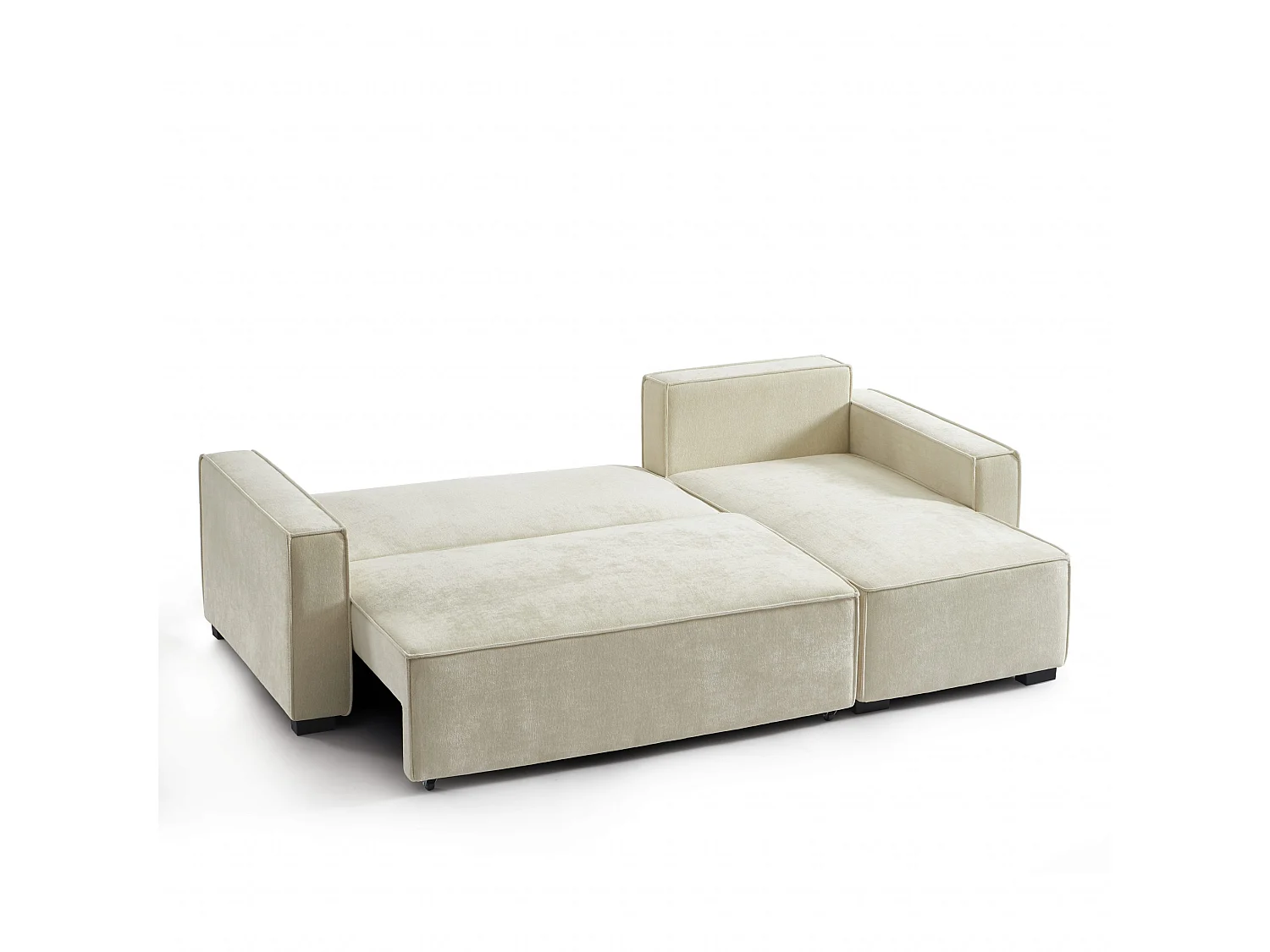 Canapé d'angle réversible convertible tissu 4 places beige ORYON