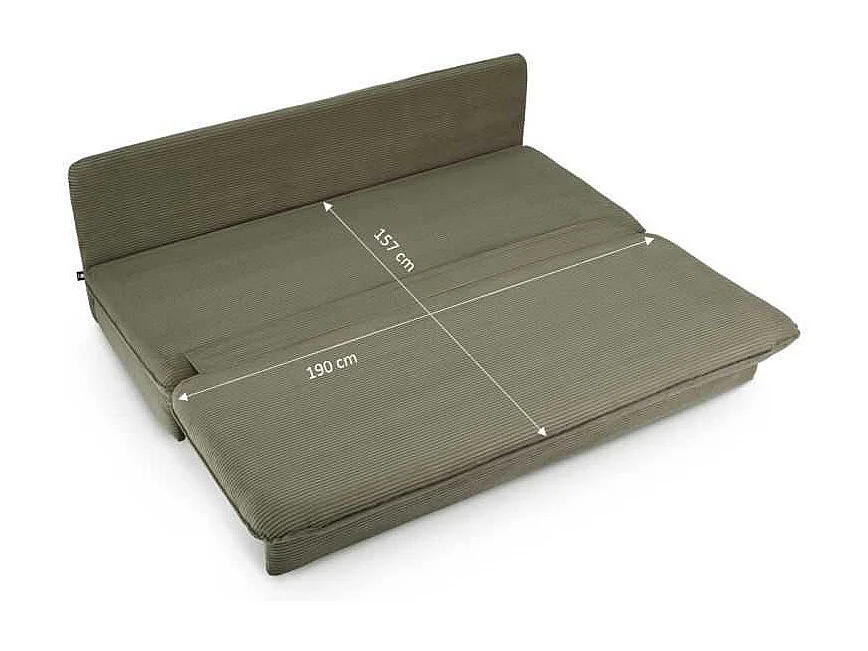 Canapé droit convertible velours côtelé 3 places vert SERON