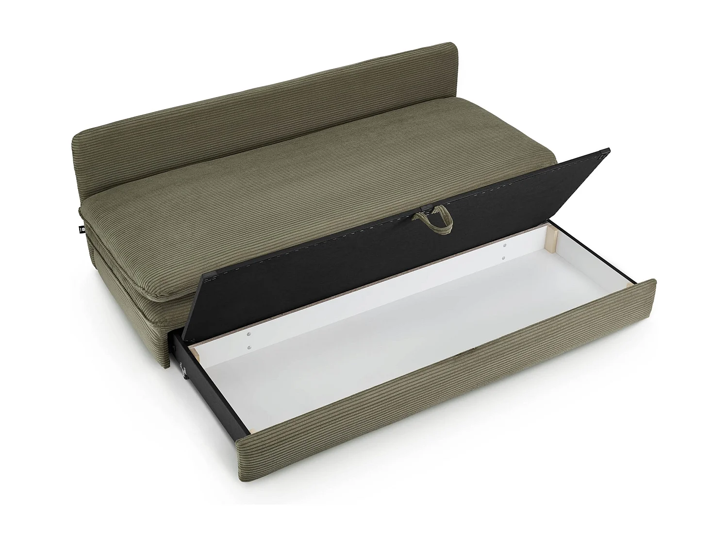 Canapé droit convertible velours côtelé 3 places vert SERON