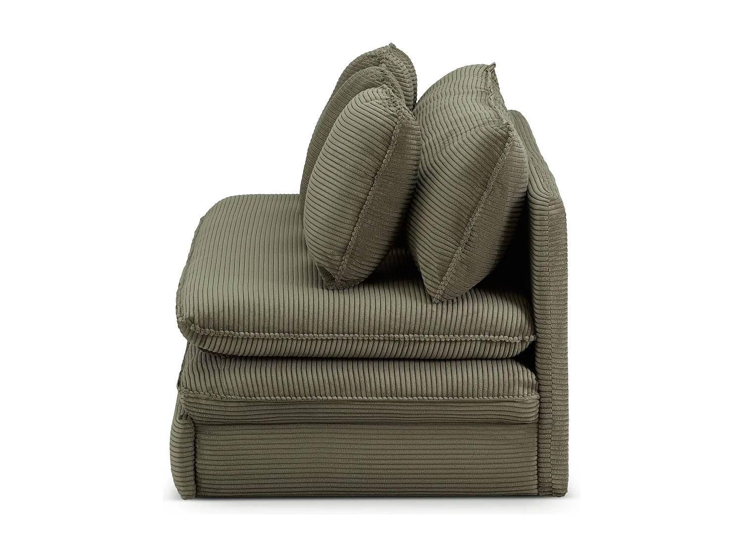 Canapé droit convertible velours côtelé 3 places vert SERON