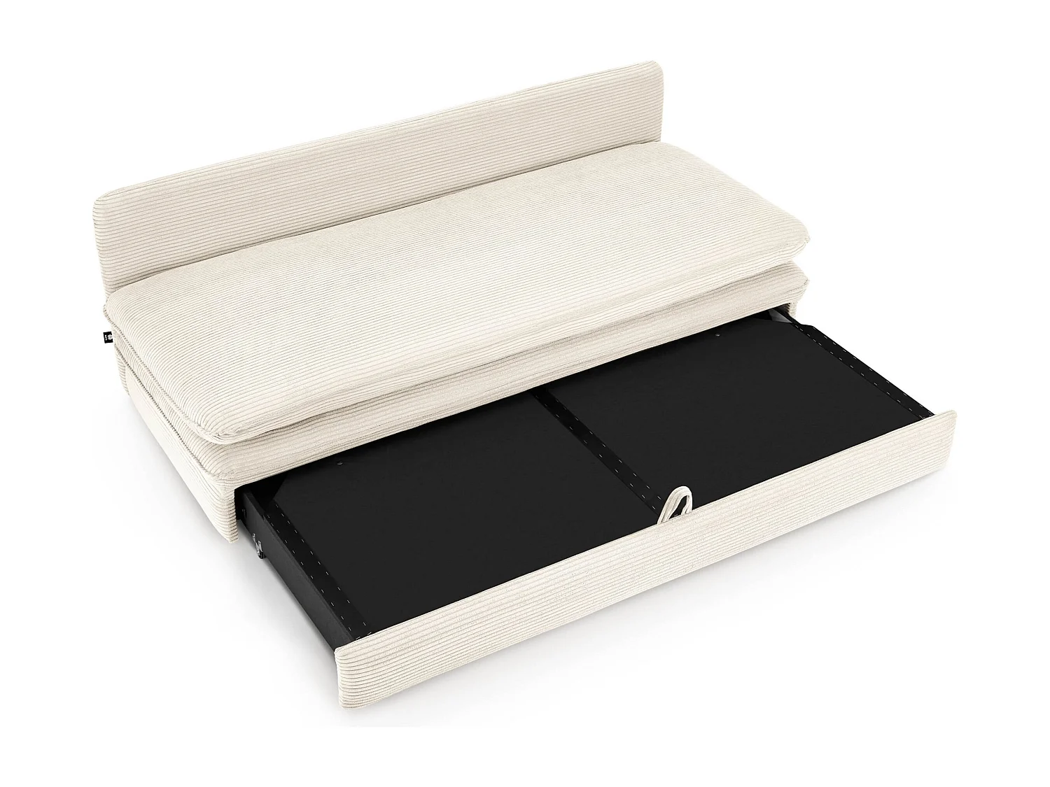 Canapé droit convertible velours côtelé 3 places écru SERON