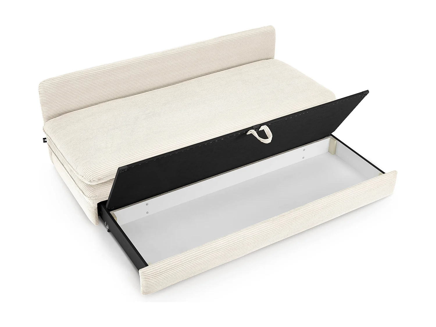 Canapé droit convertible velours côtelé 3 places écru SERON