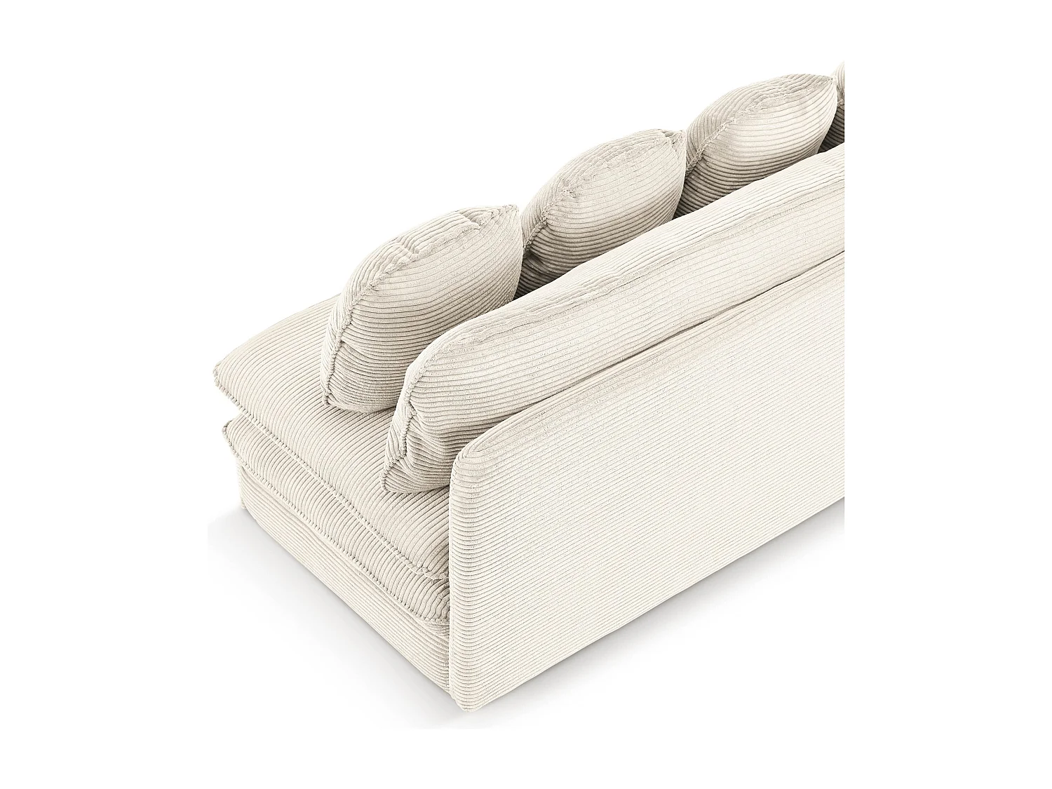 Canapé droit convertible velours côtelé 3 places écru SERON