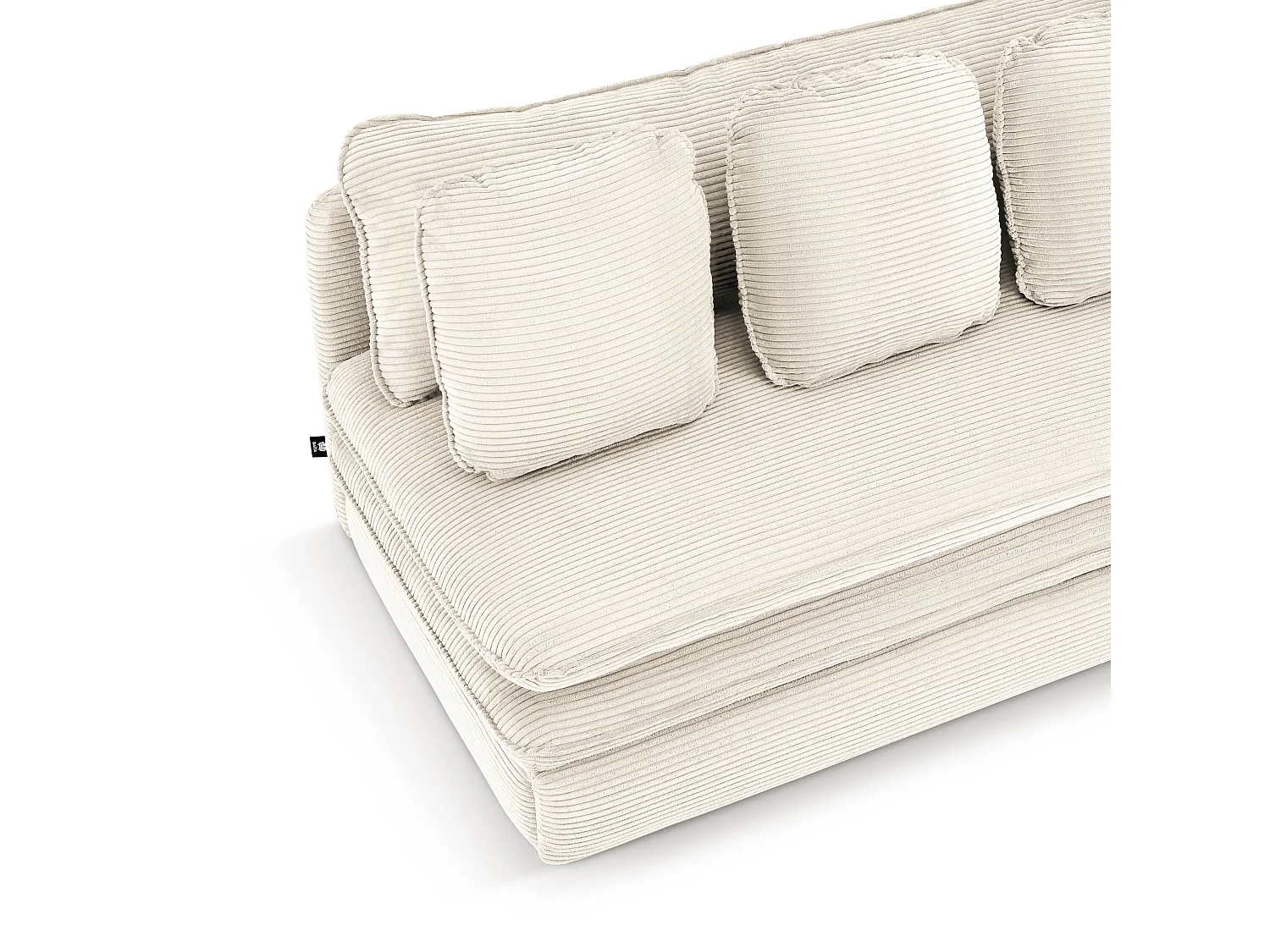 Canapé droit convertible velours côtelé 3 places écru SERON