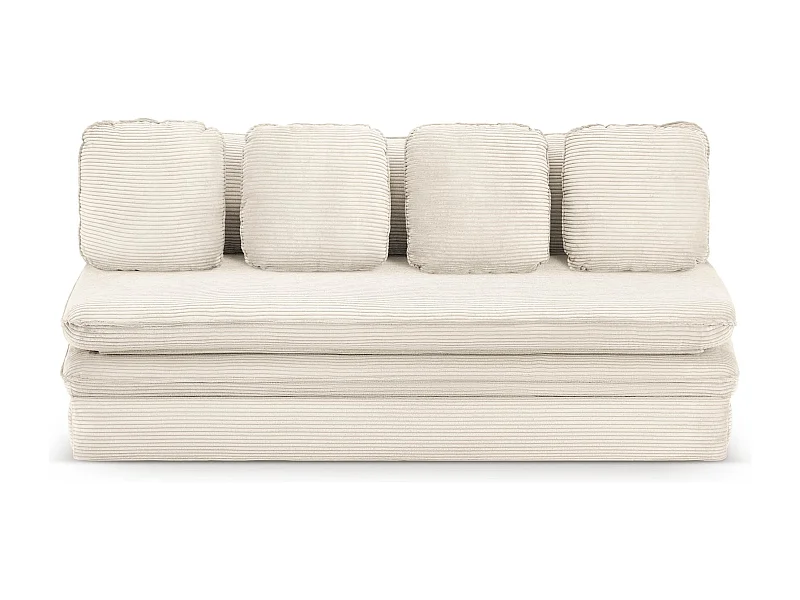 Canapé droit convertible velours côtelé 3 places écru SERON