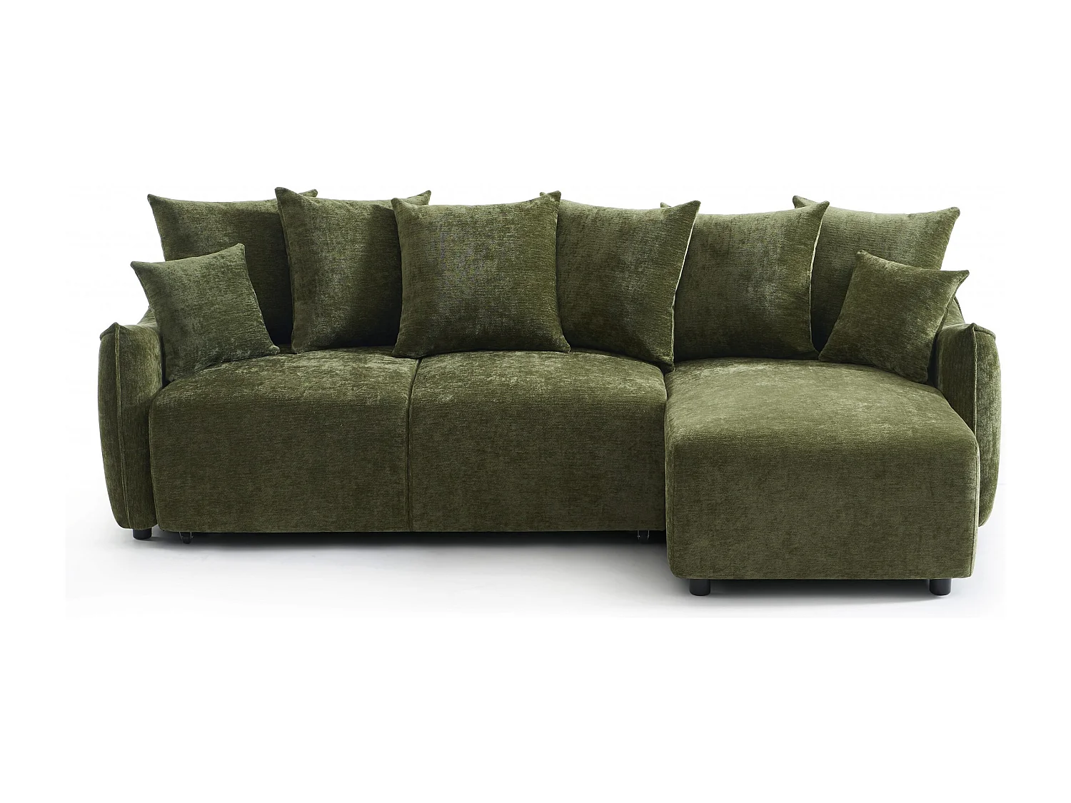 Canapé d'angle réversible convertible tissu 4 places vert LYORA