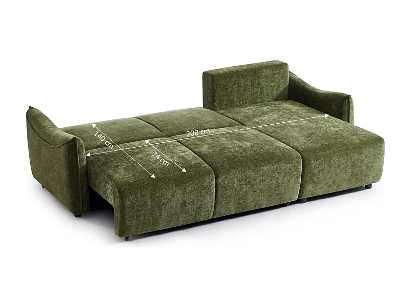 Canapé d'angle réversible convertible tissu 4 places vert LYORA
