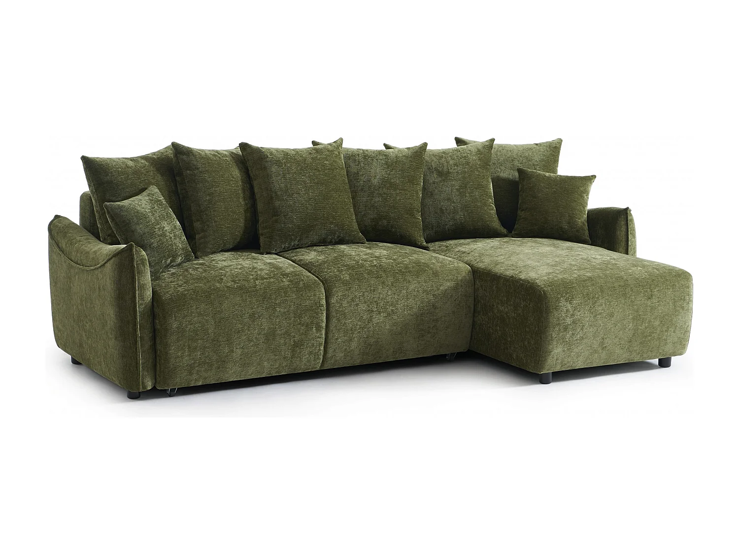 Canapé d'angle réversible convertible tissu 4 places vert LYORA