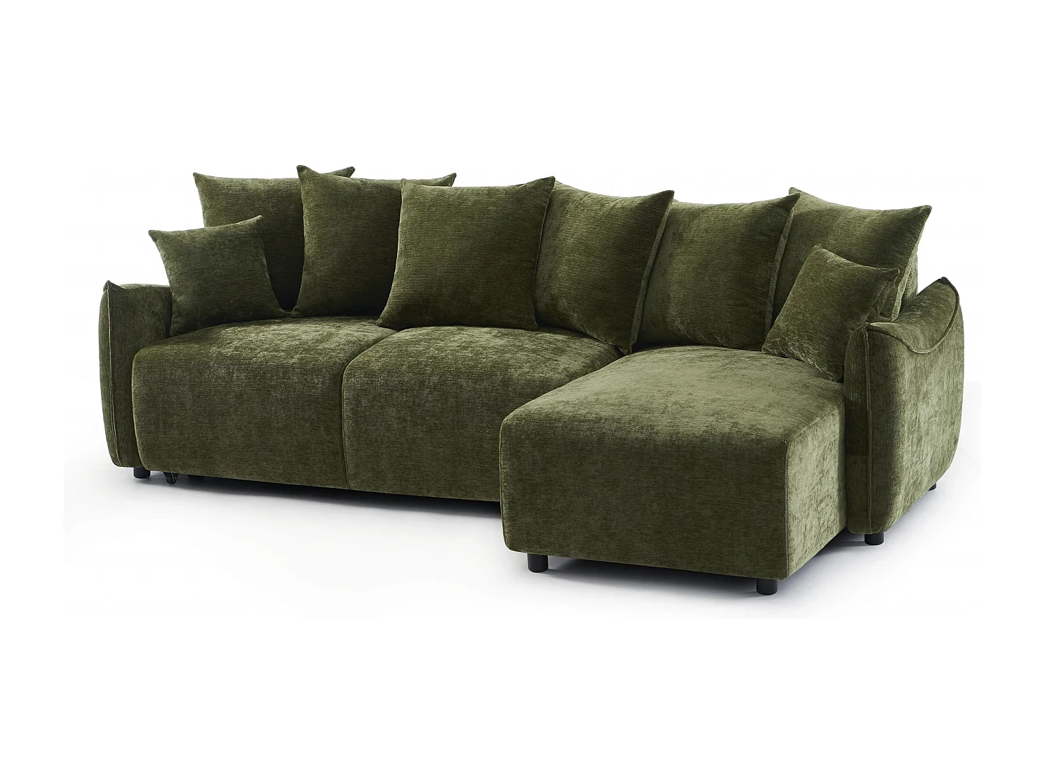 Canapé d'angle réversible convertible tissu 4 places vert LYORA