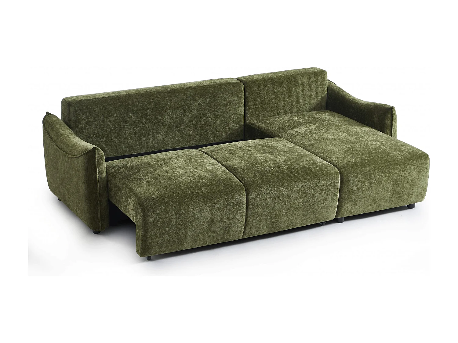 Canapé d'angle réversible convertible tissu 4 places vert LYORA
