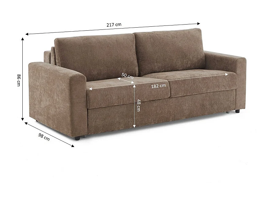 Canapé droit convertible tissu 4 places marron ZAYEN