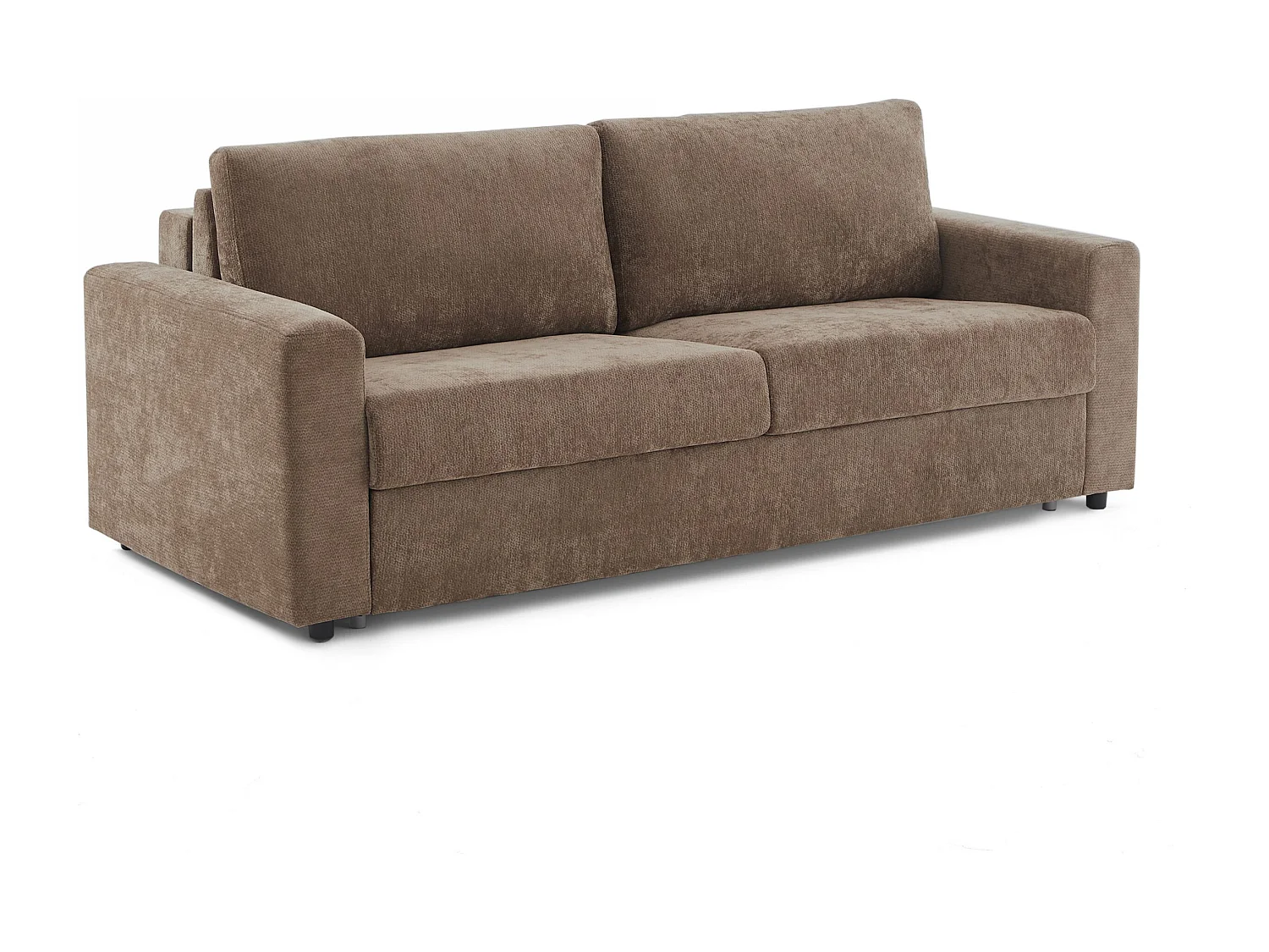 Canapé droit convertible tissu 4 places marron ZAYEN