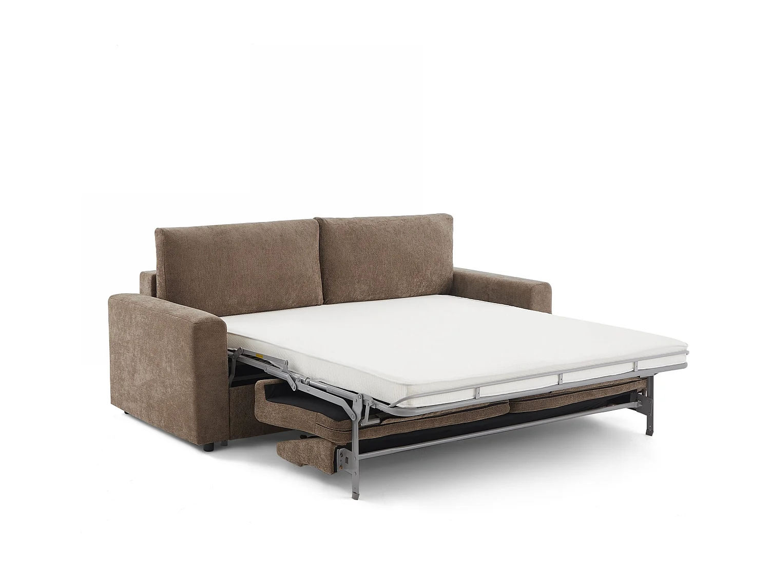 Canapé droit convertible tissu 4 places marron ZAYEN
