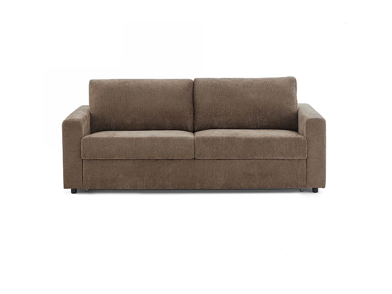 Canapé droit convertible tissu 4 places marron ZAYEN