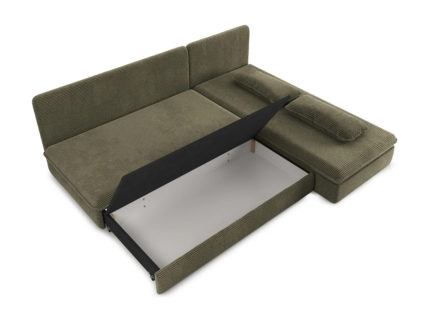 Canapé d'angle réversible convertible velours côtelé 4 places vert SERON