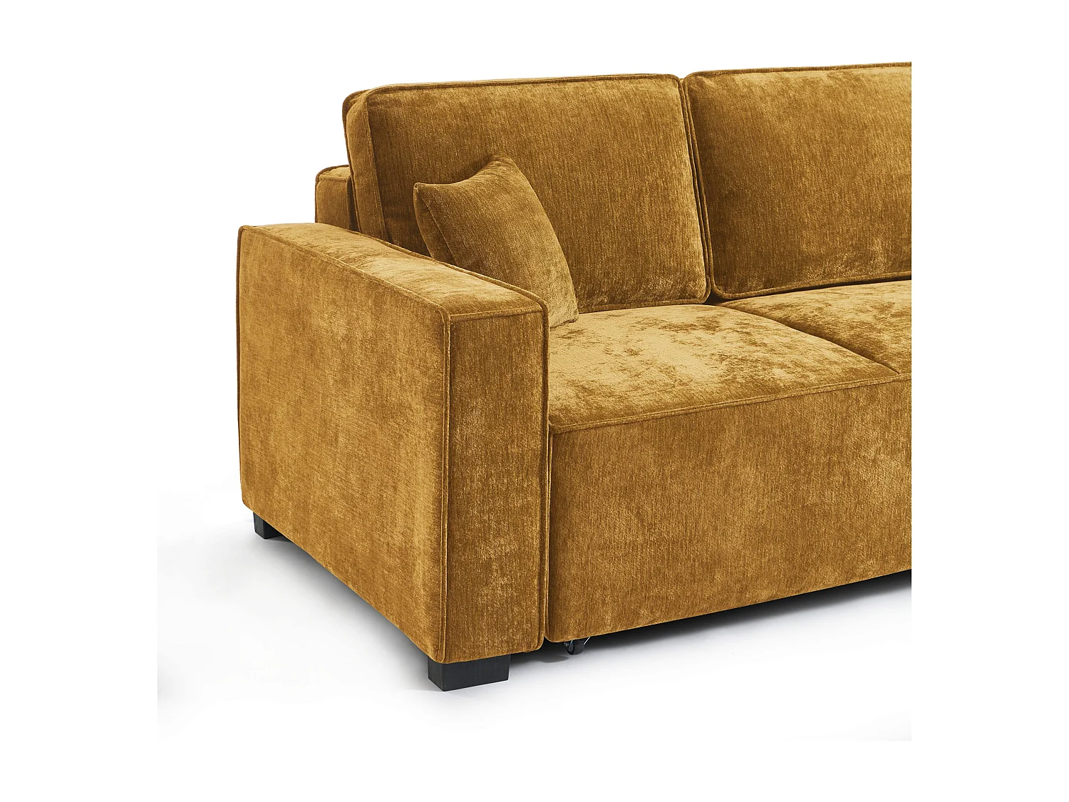 Canapé droit convertible tissu 3 places jaune moutarde ORYON